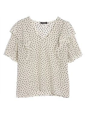 Madewell • Shoulder Ruffle V-Neck Silk Top